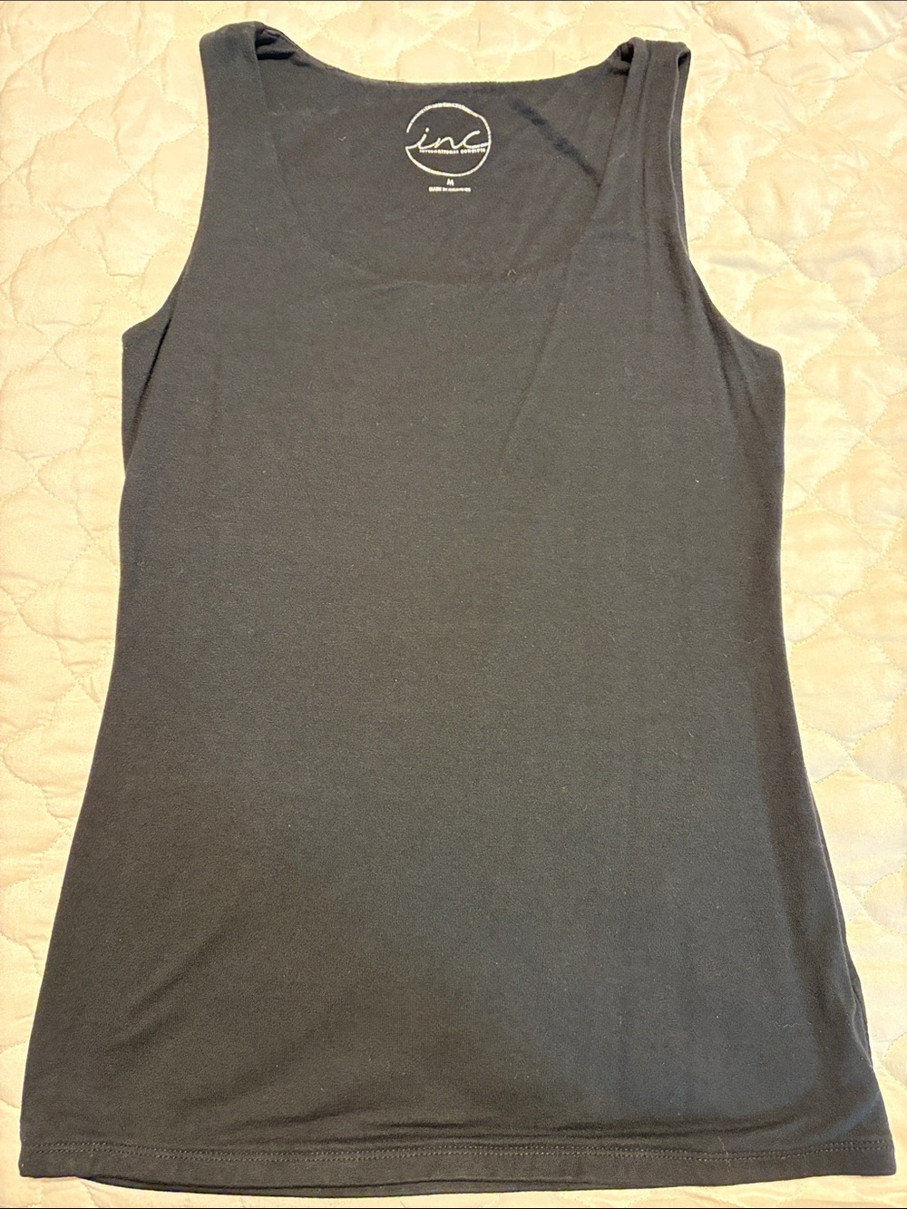 INC International Concepts Black Scoop Neck Tank Top